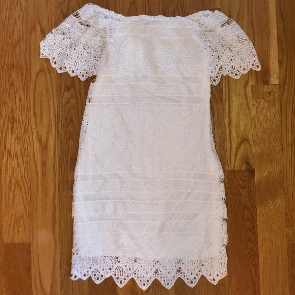 White Lace Off The Shoulder Dress